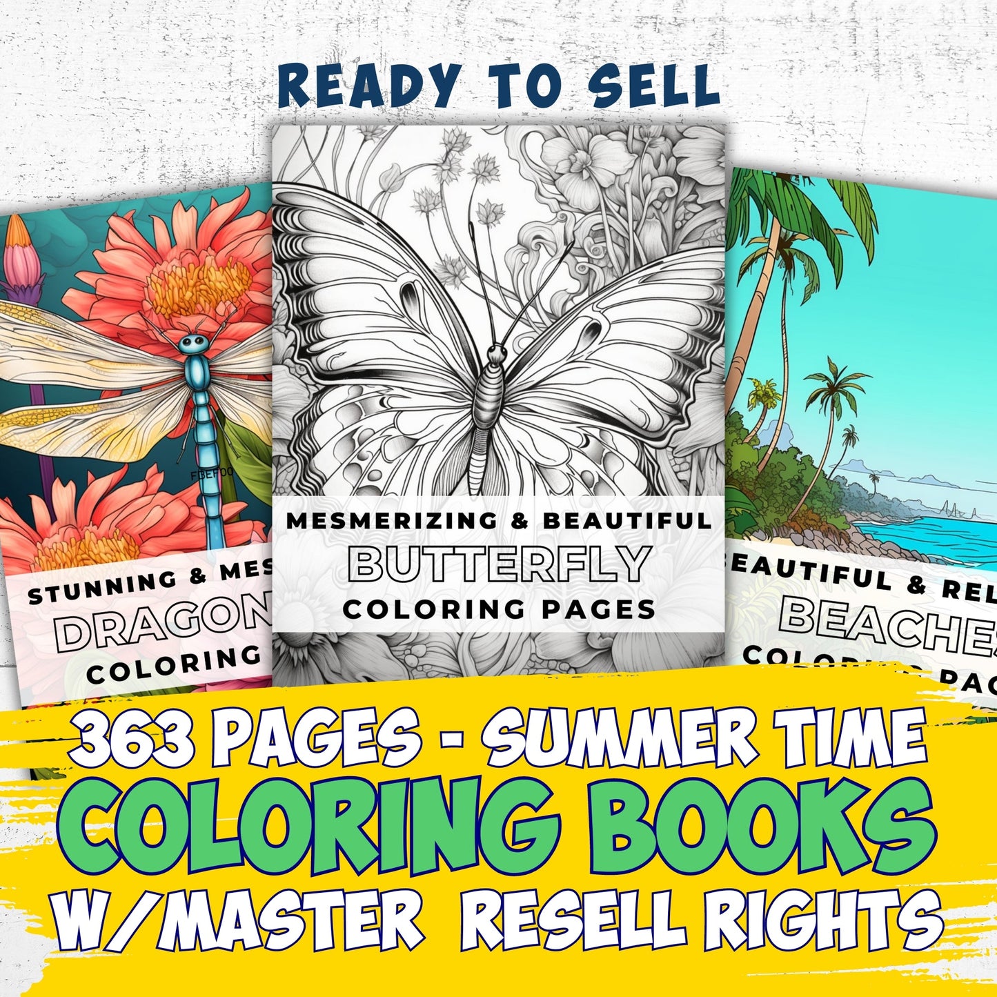 MRR 363 Coloring Pages - SUMMER TIME Bundle with Full Master Resell Rights