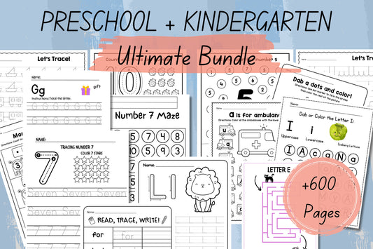 600+ Kids Learning Printable Activity Worksheets Bundle