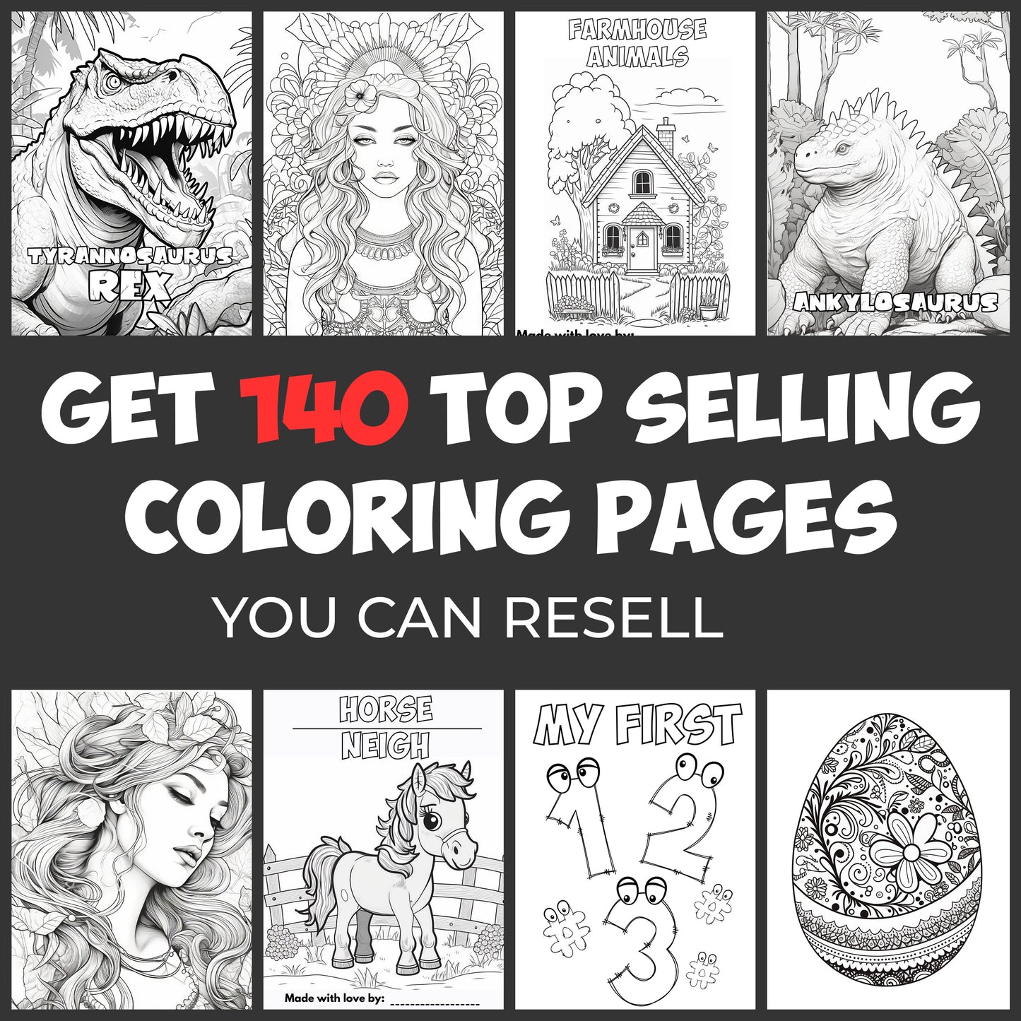 MRR - 140 Pages - 11 Coloring Books Full Master Resell Rights