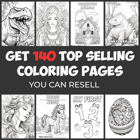 MRR - 140 Pages - 11 Coloring Books Full Master Resell Rights